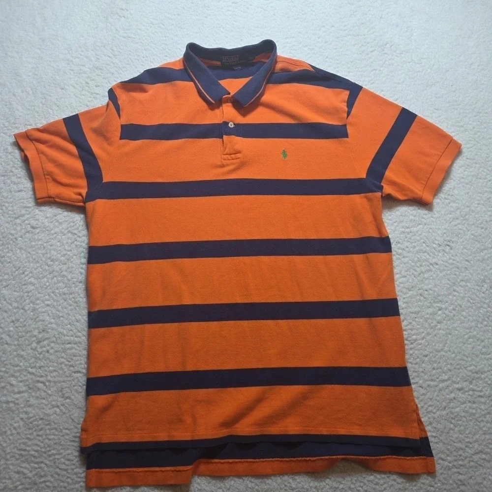 Vintage 90s Polo Ralph Lauren Mens 2XL Striped Color Block Polo Shirt Faded